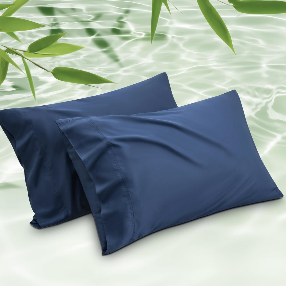 Bedsure cooling bamboo rayon pillowcase in navy delivers breathable comfort for warm nights