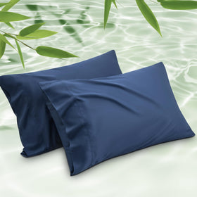 Bedsure cooling bamboo rayon pillowcase in navy delivers breathable comfort for warm nights