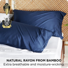 Bedsure envelope-closure navy pillowcase keeps pillow secure during sleep