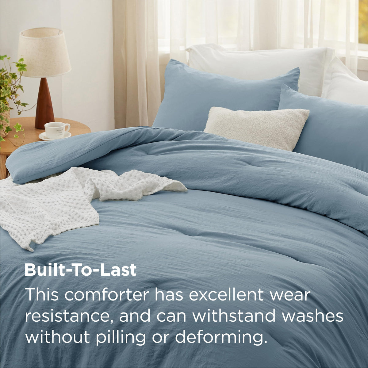 Bedsure pillowcases 20x36 in dusty blue front view for restful nights.