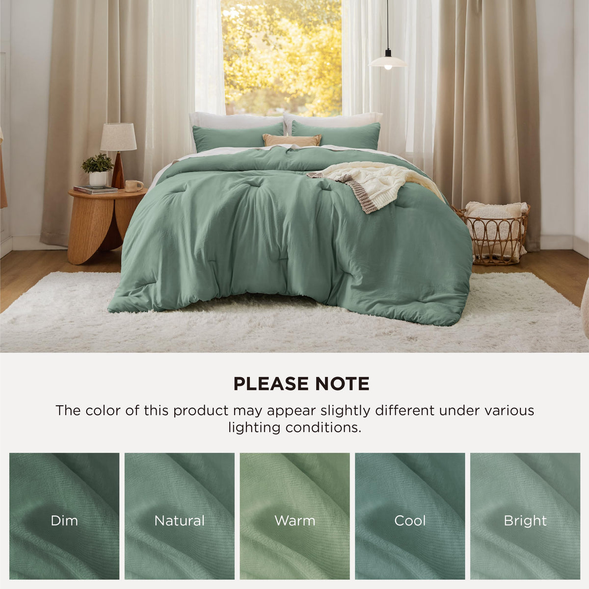 Bedsure pillowcases 20x36 sage green pack complements the comforter set.