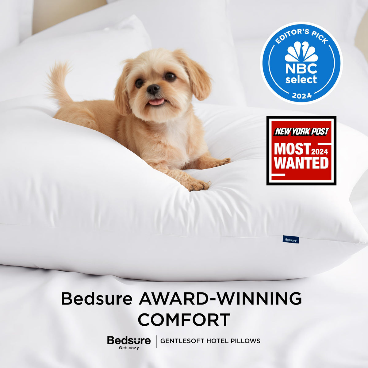 Bedsure 4-pack on a neatly made bed for hotel-like setup.