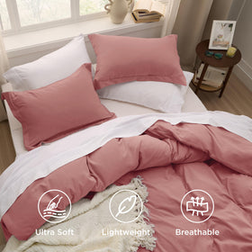 Bedsure pink clay bed setup with cohesive styling and soft textiles