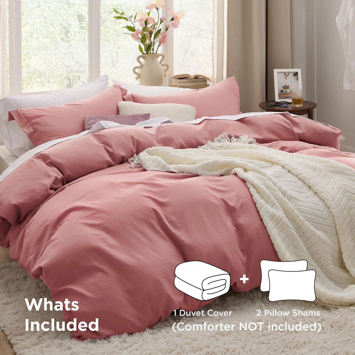Bedsure pink clay pillow sham with 20x26 size and plush finish