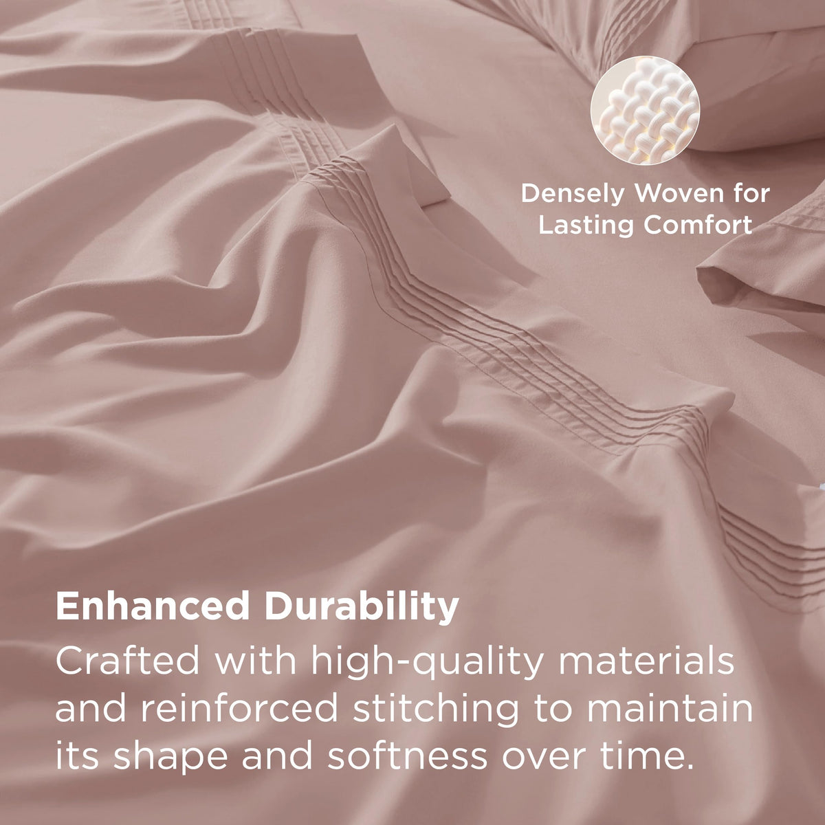 Bedsure pintuck-edge pillowcases enhance texture and elegance.