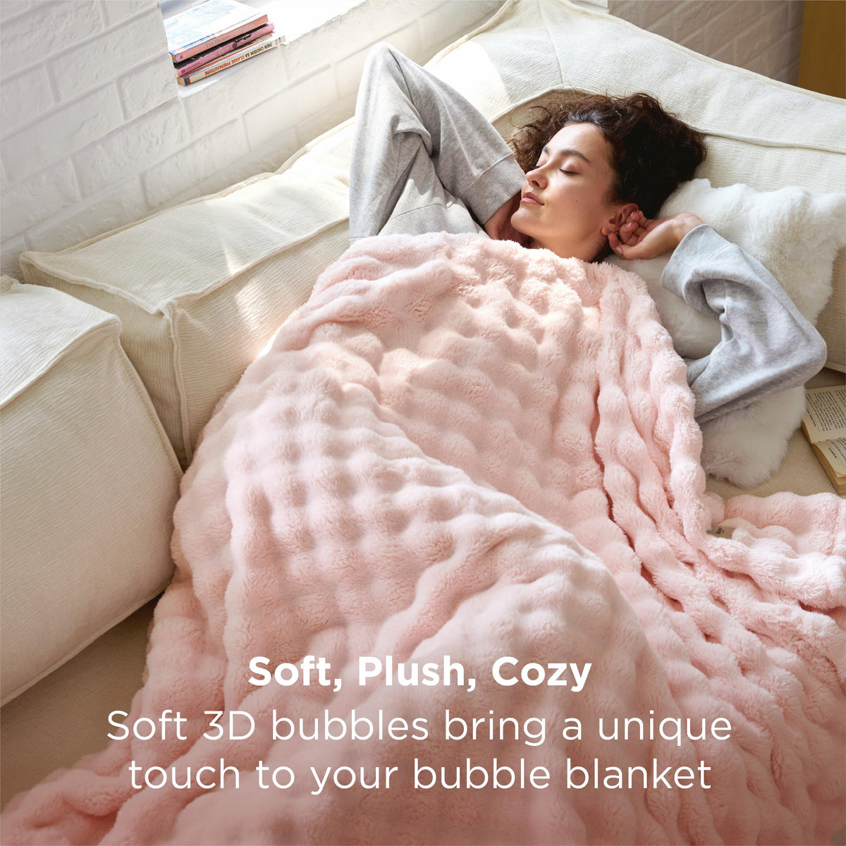 Bedsure plush blanket closeup highlights ultra-soft texture for skin friendly comfort
