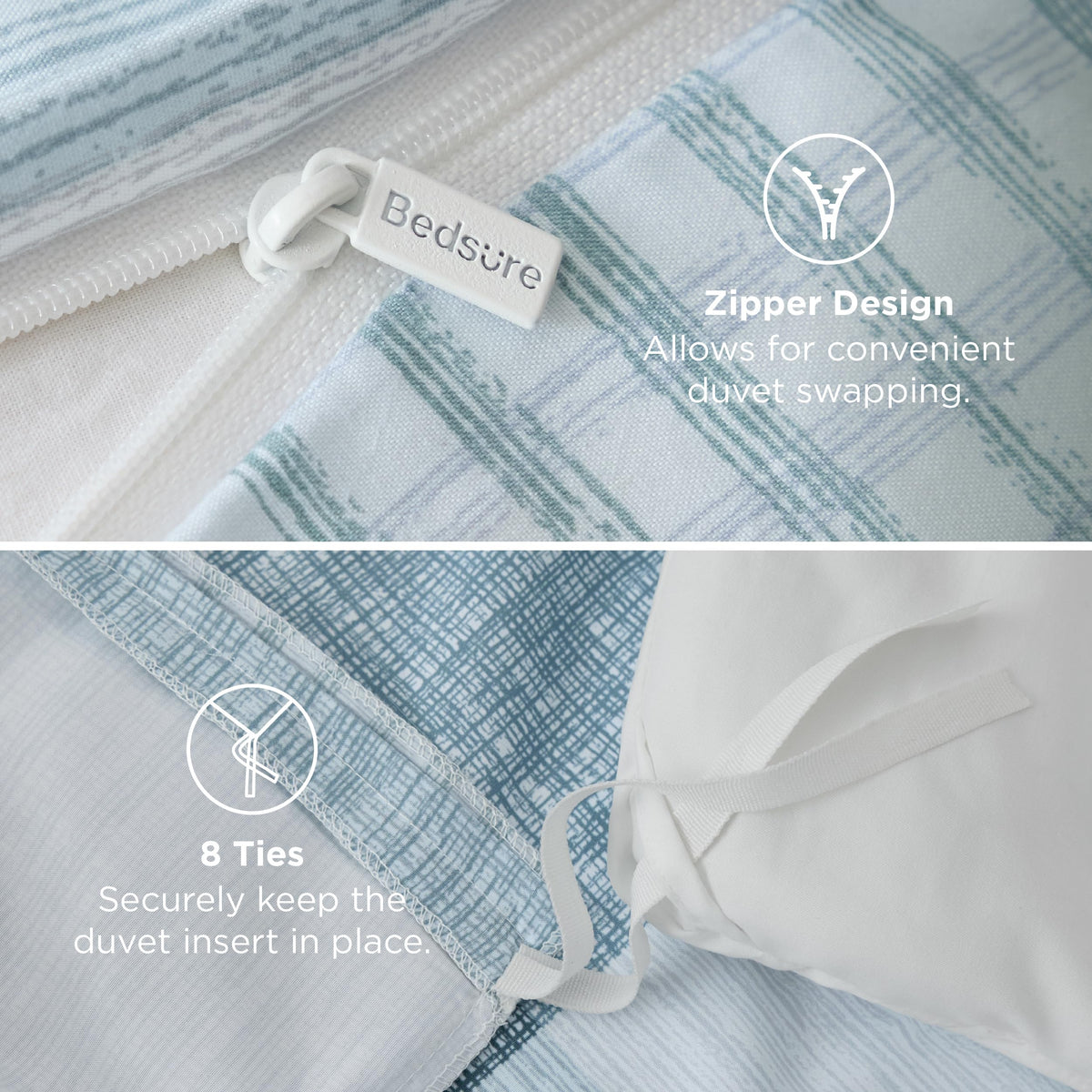 Bedsure king duvet cover made of polyester microfiber for durability and color retention.