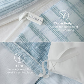 Bedsure king duvet cover made of polyester microfiber for durability and color retention.