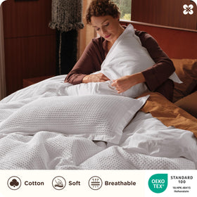 Bedsure Purewoven breathable bedding set king showing 3-piece design for all-season use