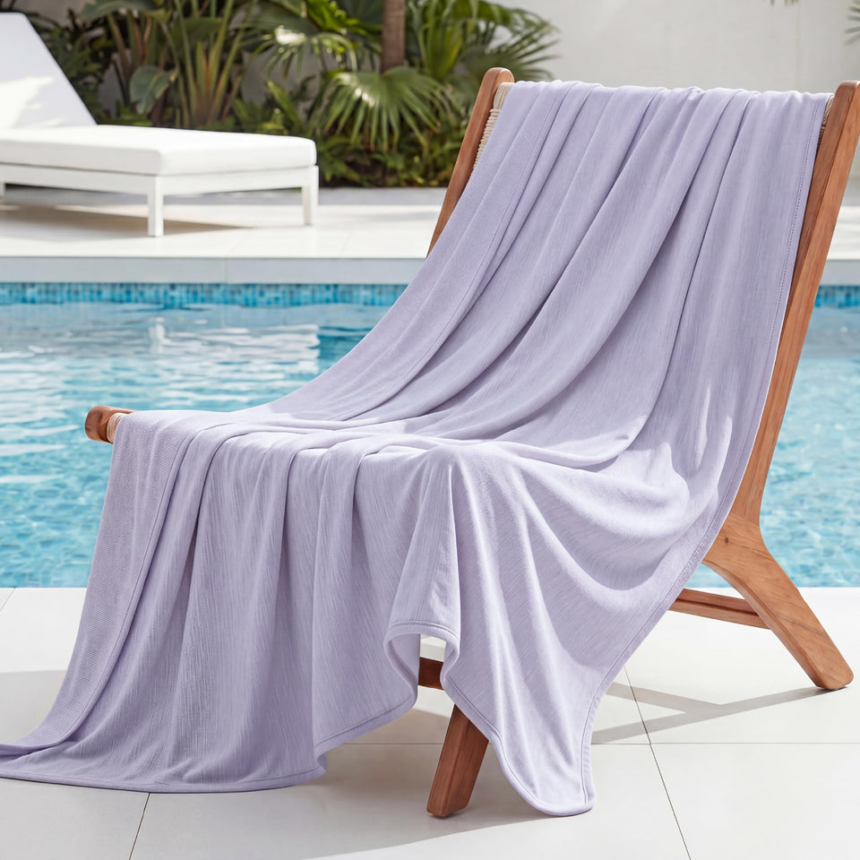 Bedsure purple cooling blanket shows instant cool touch for hot nights