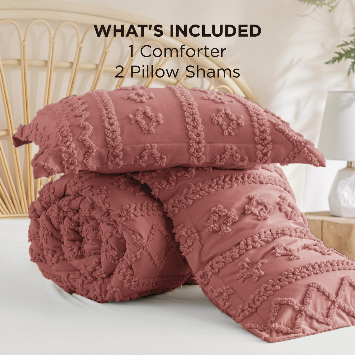 Bedsure queen comforter 90x90 laid out on a bed with two matching shams