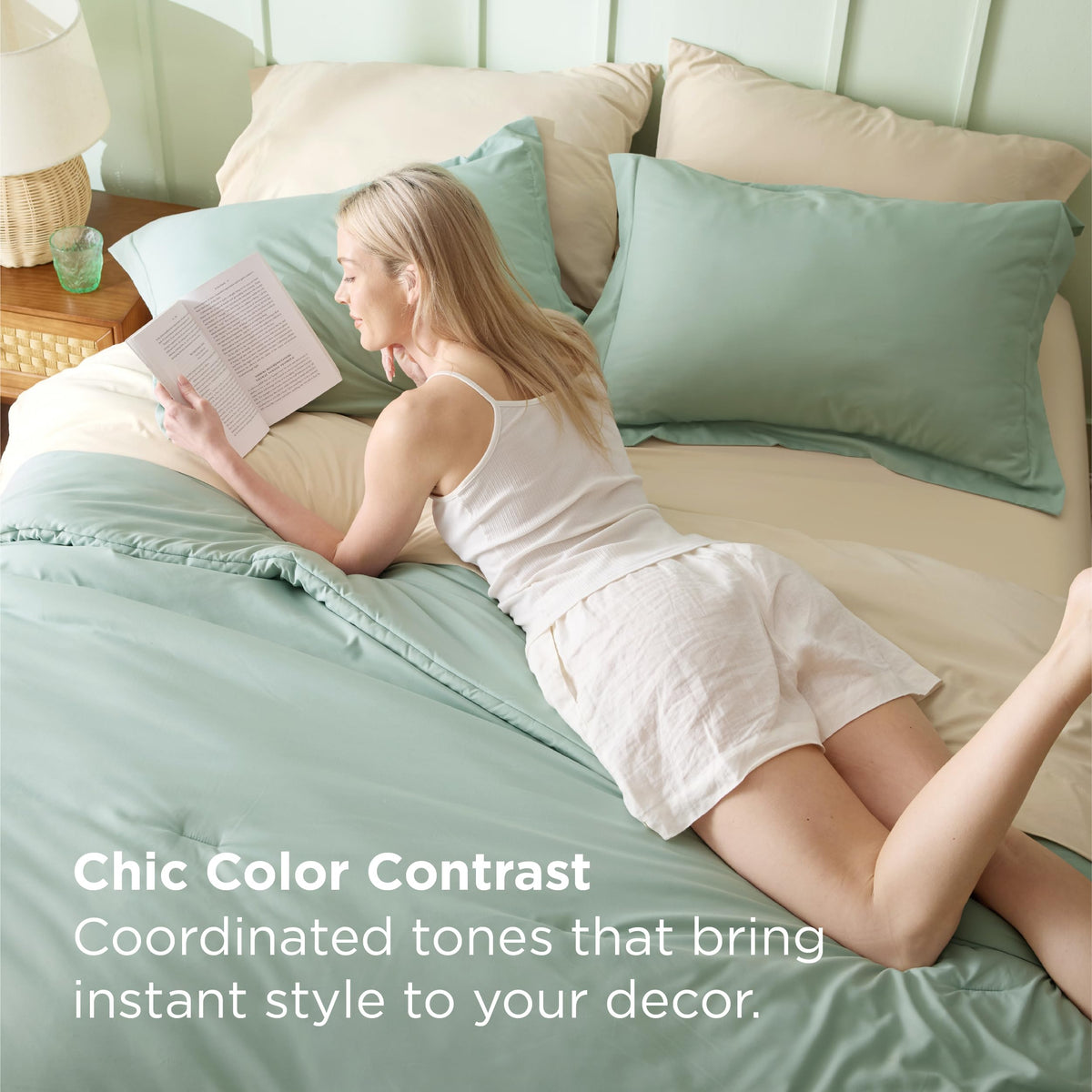 Bedsure queen comforter closeup reveals fluffy microfiber filling and cloud-like softness