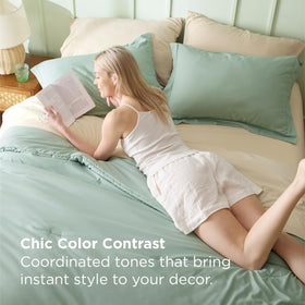 Bedsure queen comforter closeup reveals fluffy microfiber filling and cloud-like softness