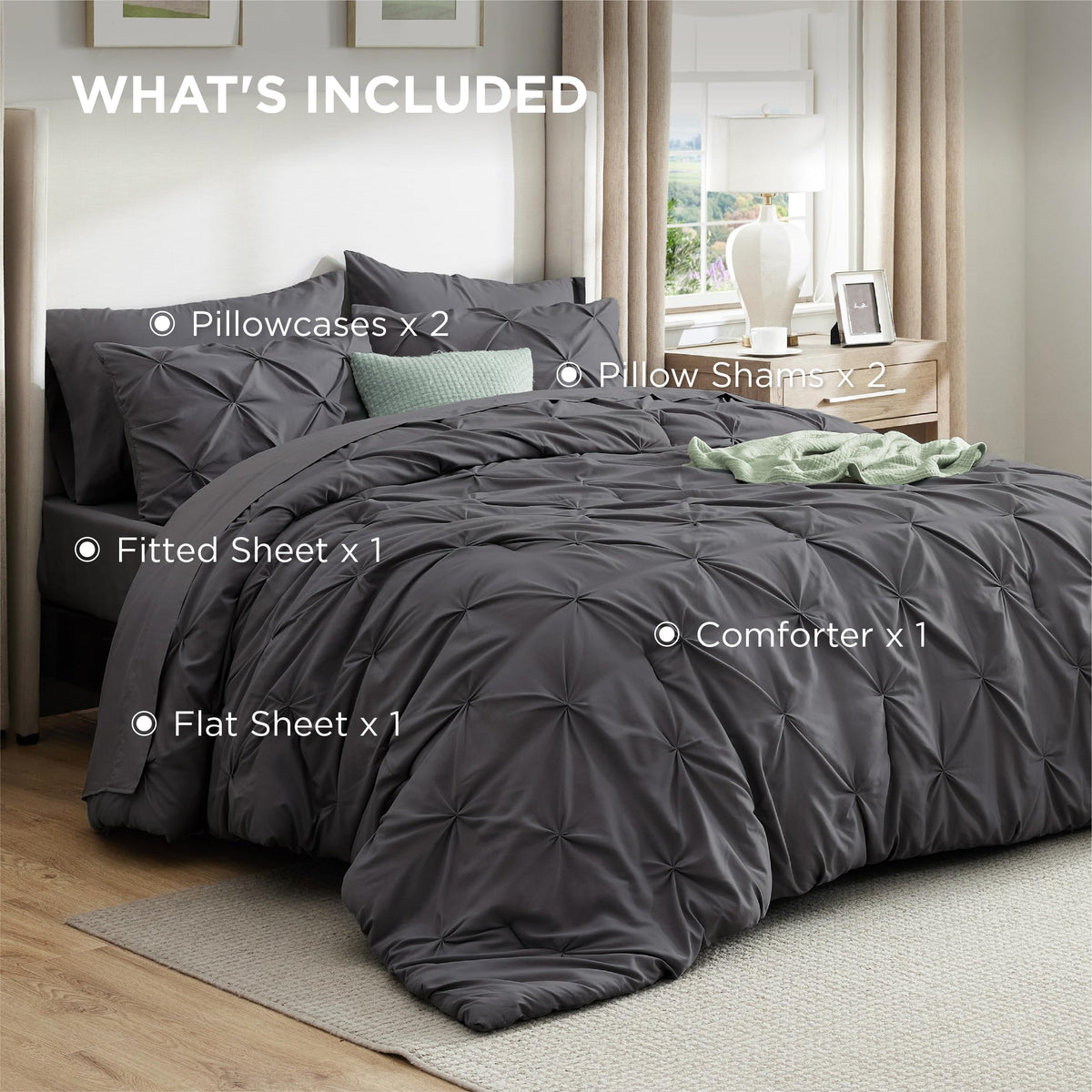 Dark grey bedroom with Bedsure set creating a cozy, calm retreat