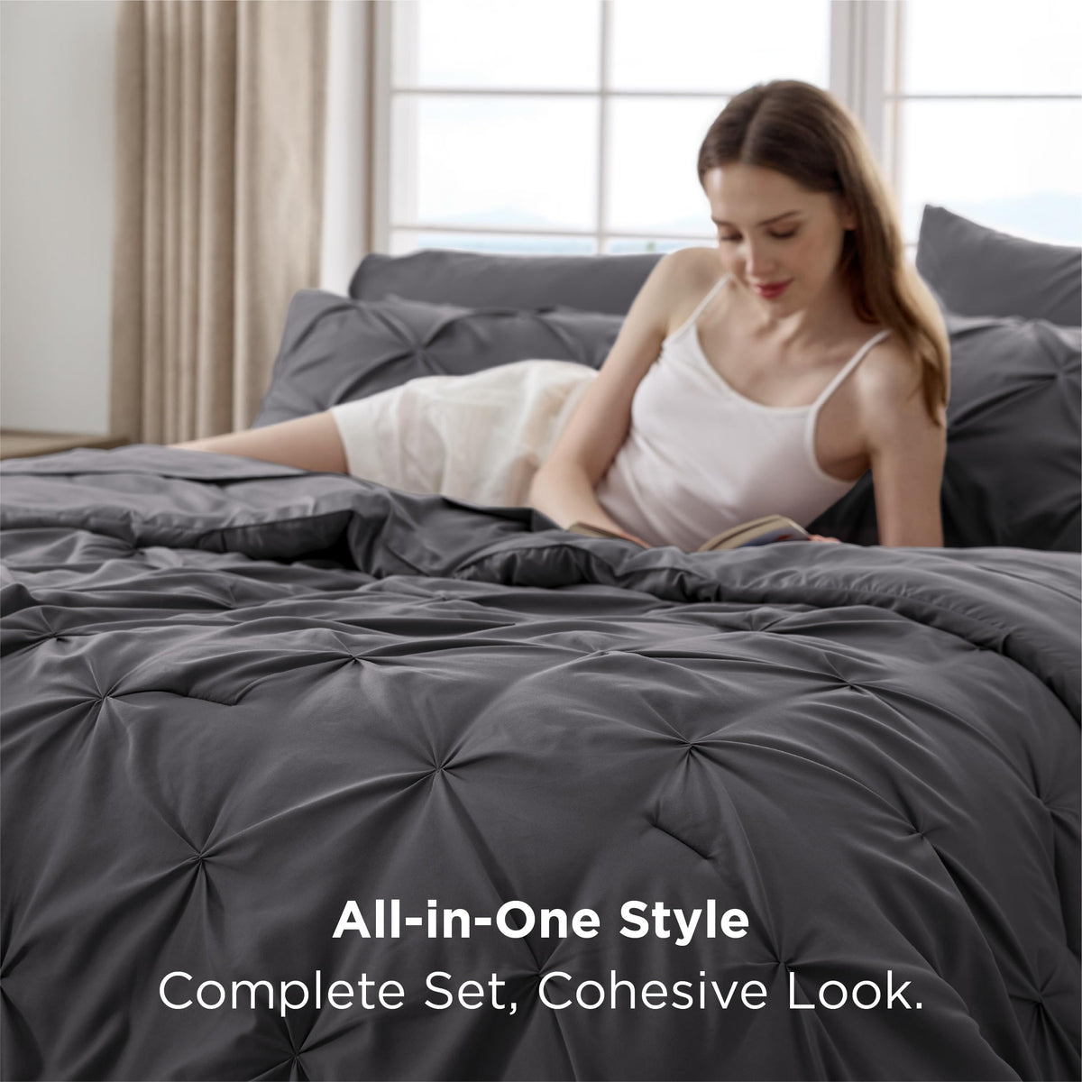 Bedsure pillowcases in dark grey, soft finish supports restful sleep