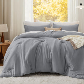 Bedsure queen comforter set shows 90x90 lightweight warmth and layering ease