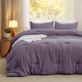 Bedsure queen comforter set on bed highlights reverse color for versatile styling