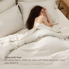Bedsure queen comforter set beige with soft cationic dyed pattern for lasting vibrancy