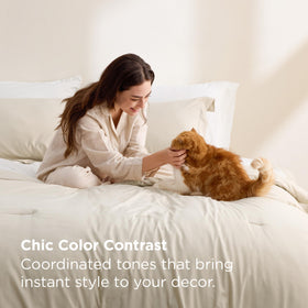 Bedsure queen comforter set beige bedroom styling creates a calm, cohesive space.