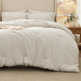 Bedsure beige pillowcases and shams on 20x30 and 20x26 for easy coordination