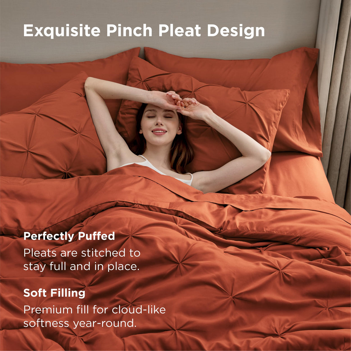 Bedsure queen comforter set burnt orange geometric pattern adds elegant decor touch