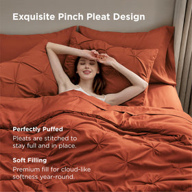 Bedsure queen comforter set burnt orange geometric pattern adds elegant decor touch
