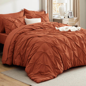 Bedsure queen comforter set burnt orange packaging highlights gift-ready bed-in-a-bag