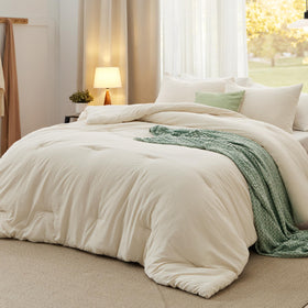 Bedsure queen cream front view with soft, cozy fabric for all-season comfort