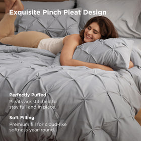 Bedsure comforter pintuck detail close-up shows textured elegant detailing.