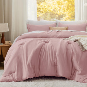 Bedsure Queen Comforter Set pink reverse-color design enhances décor