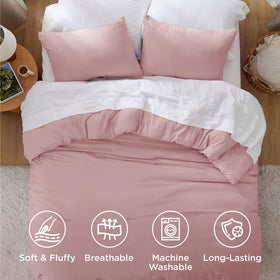 Bedsure pink comforter stitching detail highlights durable construction