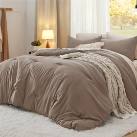 Bedsure queen comforter set soft texture close-up for cozy sleep