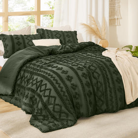 Bedsure queen comforter and two shams ready for bed styling