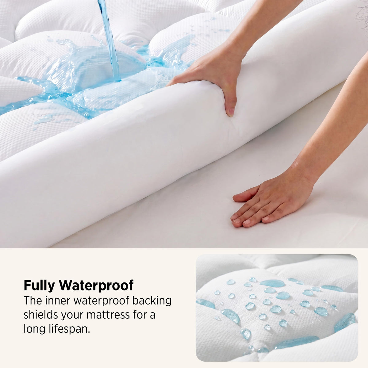 Bedsure queen topper with 21-inch deep pocket stays securely in place.
