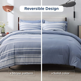 Bedsure queen flat sheet blue stripes adds smooth layer