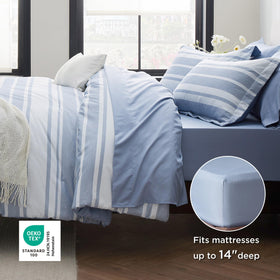 Bedsure queen pillowcases blue striped design with soft touch