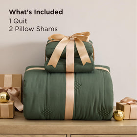 Bedsure queen quilt features dense quilting for durable use.