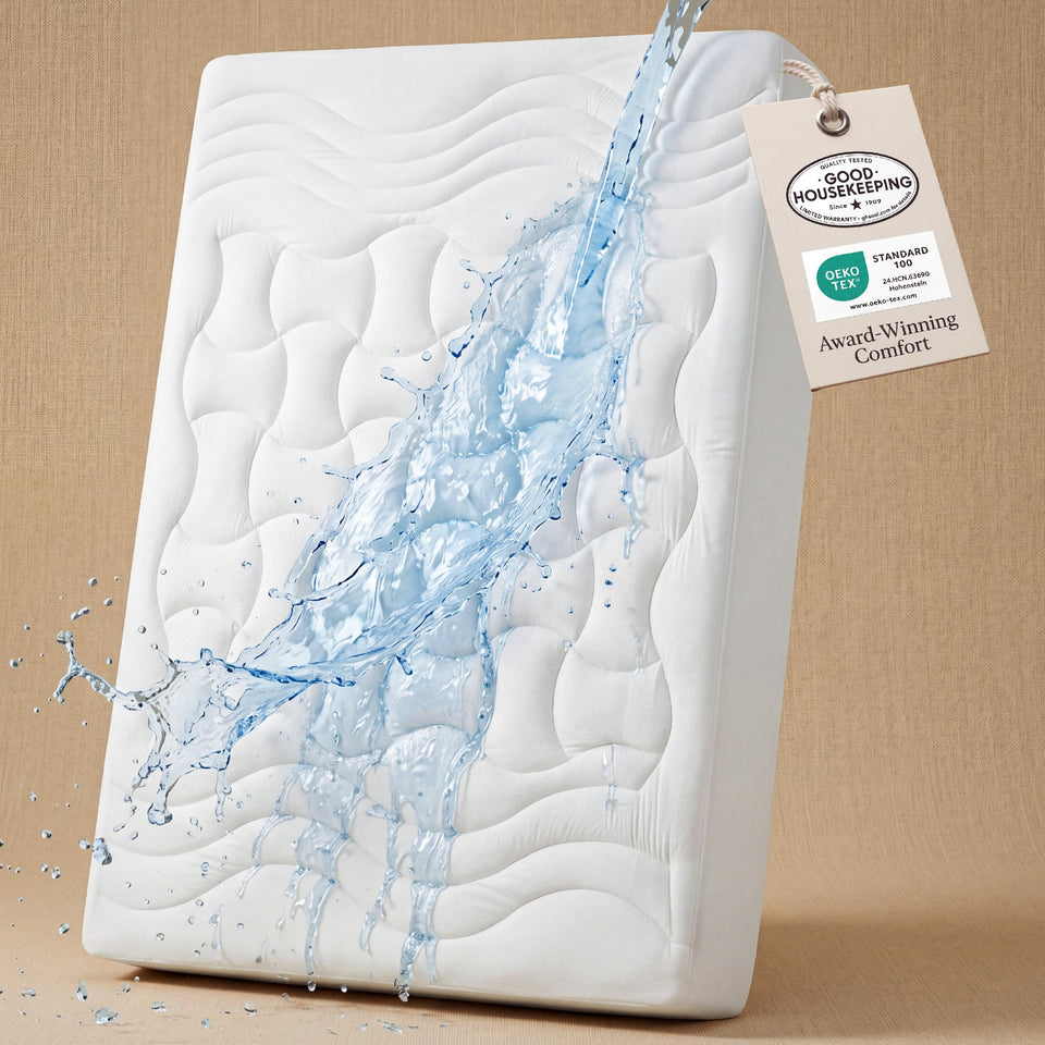 Bedsure queen quilted-top waterproof mattress protector protecting against spills