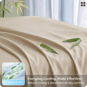 Bedsure queen sheet closeup bamboo fabric highlights breathable silky-soft texture