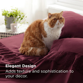 Bedsure queen sheet set microfiber fabric feels cool and breathable.