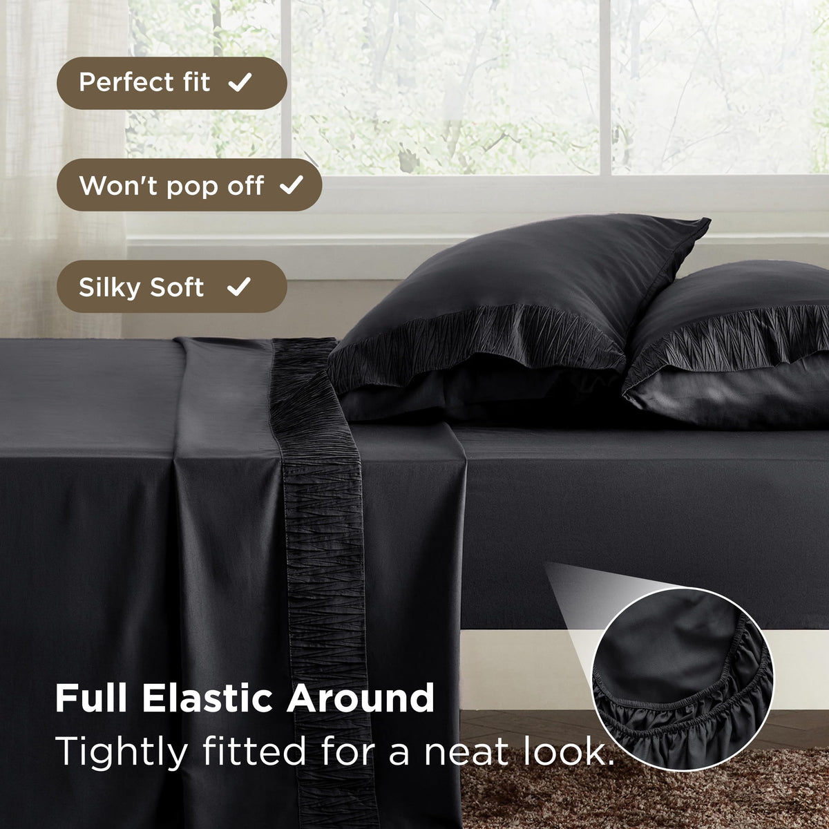 Bedsure queen sheet set color-fast stitching maintains vibrant look.