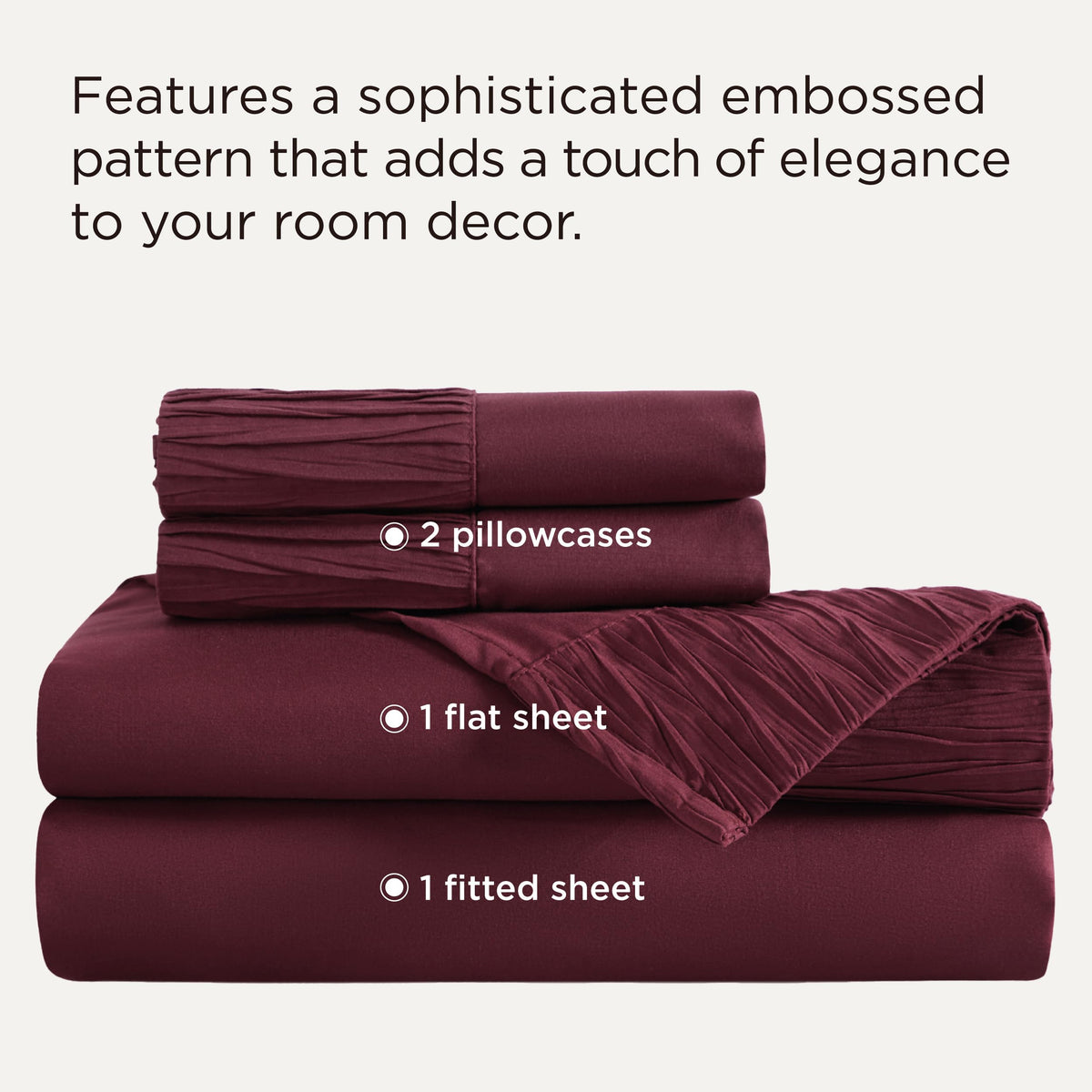Bedsure queen sheet set flat sheet border detail highlights refined finish.