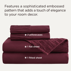 Bedsure queen sheet set flat sheet border detail highlights refined finish.