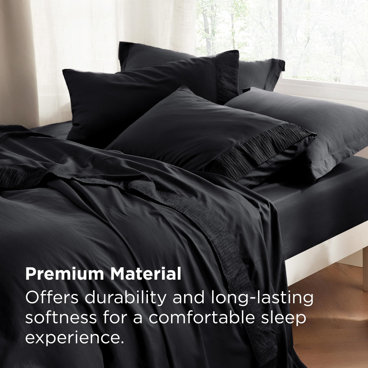 Bedsure queen sheet set microfiber softness provides breathable, cozy sleep.