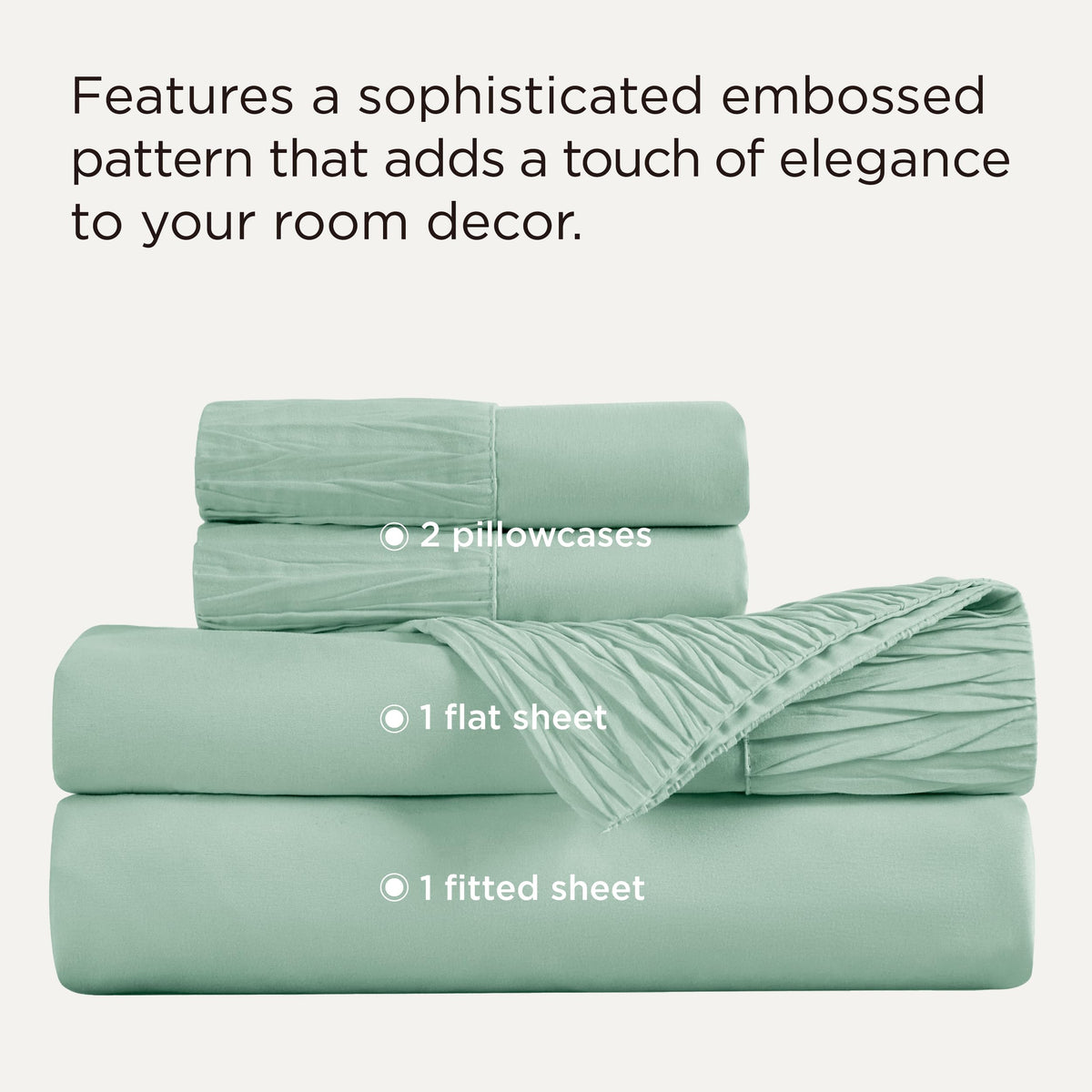 Bedsure queen sheet set in mint green for a fresh bedroom look.