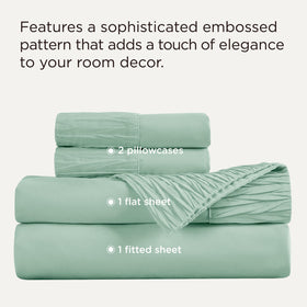 Bedsure queen sheet set in mint green for a fresh bedroom look.