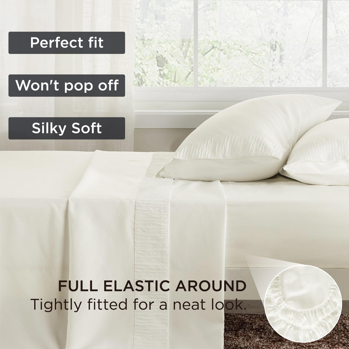 Bedsure queen sheet set in ivory adds luxe, hotel-inspired ambiance