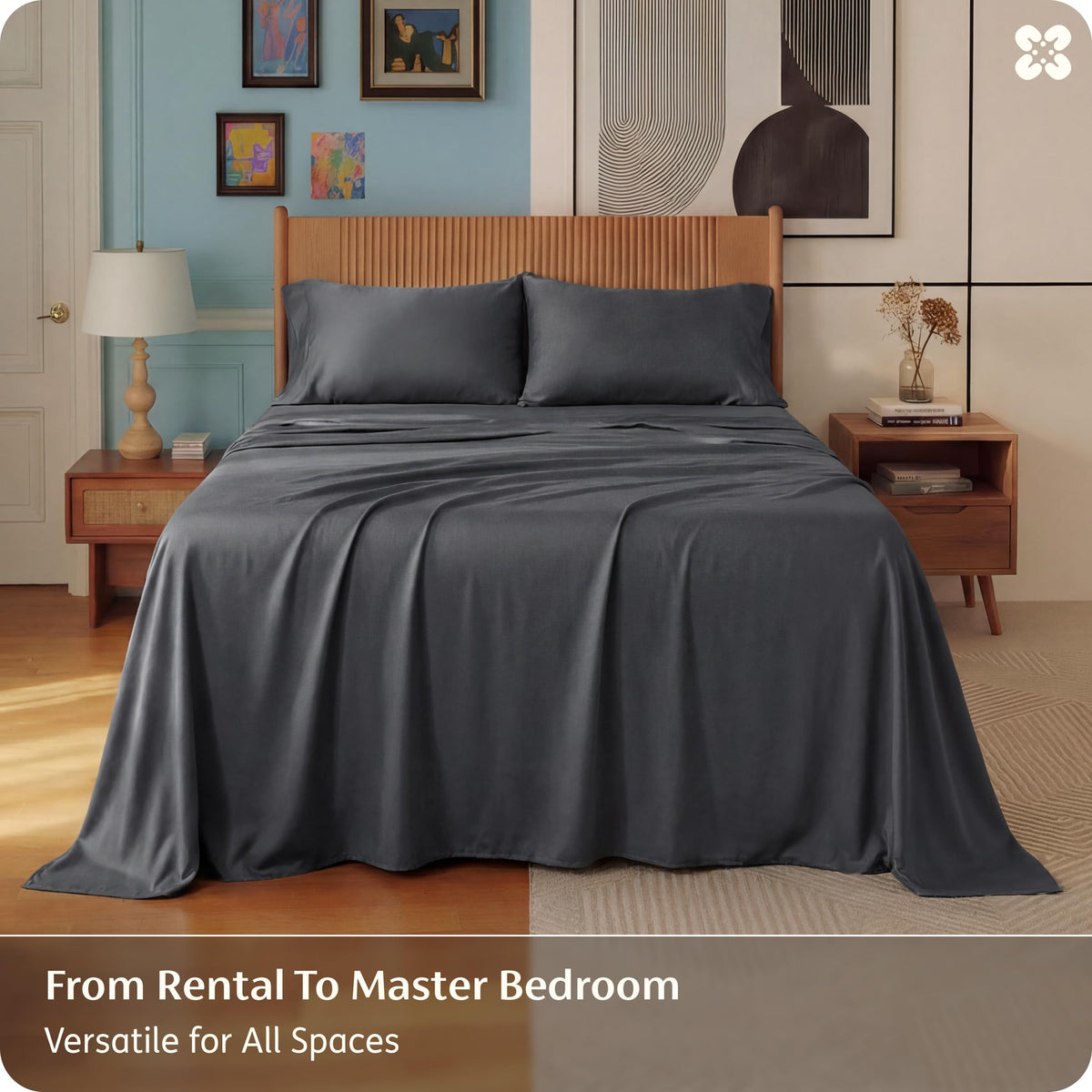 Bedsure charcoal color enhances modern bedding and complements dark decor.