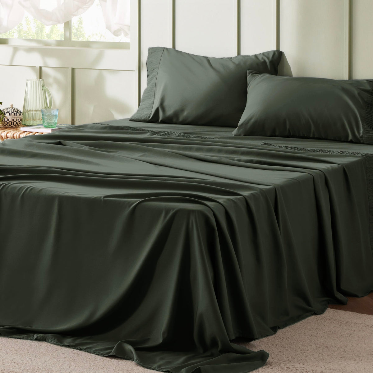Bedsure queen sheet set soft texture for silky, breathable comfort all night