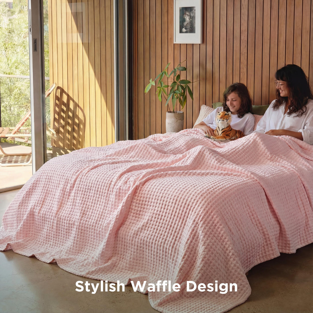 Bedsure queen size 90x90 blanket draped on bed for cozy styling.